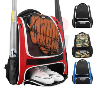 กระเป๋าเบสบอลแบบสปอร์ต ผลิตตามสั่ง (OEM) ความจุขนาดใหญ่ ผ้าฝ้ายผสมโพลีเอสเตอร์ หนัง  ใส่โลโก้ทีม หมายเลข  กันน้ำ ทนทาน น้ำหนักเบา - Product Image 4