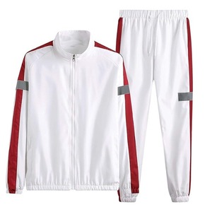 Unisex Light Gray <b>Tracksuit</b> Full Sleeve Zipper Closure Solid Color Casual Style Regular Fit Polyester Autumn Wear Side Pockets - Product Image 5