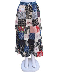 กระโปรงผ้าฝ้ายพิมพ์ลายปะต่อสำหรับผู้หญิงดีไซน์ใหม่รอบเอวธรรมชาติย้อนกลับได้สำหรับฤดูร้อนอินเดีย - Product Image 3