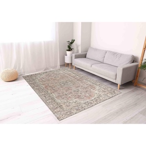 Muted Medallion Printed <b>Rug</b> for Farmhouse Decor, Turkish Design, Indoor Use,Velvet <b>Rug</b> - Product Image 2