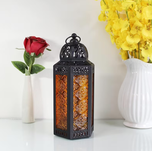 Best Sale Colorful Glass Metal Moroccan Hanging Lantern <b>Candle</b> Holder For <b>Wedding</b> Home Garden Yard Decoration Indoor Outdoor - Product Image 5
