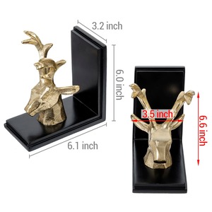 Sujetalibros de Lujo con Cabeza de Reno en Acabado Dorado, Perfectos para Decoración de Sala de Estar, Estilo Interior, Escritorio de Oficina y Exhibición Festiva - Product Image 5