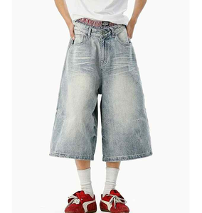 Shorts en jean vintage taille haute pour homme, broderie de logo personnalisée, qualité supérieure, vente en gros, ample et décontracté, 100% coton, séchage rapide - Product Image 5