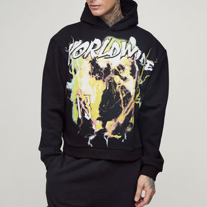 Sweat-shirt à capuche surdimensionné en molleton 100 % coton biologique 420 GSM pour hommes, impression sérigraphique personnalisée, poche, poids lourd, vente en gros - Product Image 1