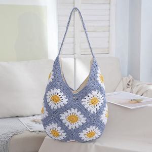 Nuevo Bolso de Cuerda de Algodón Tejido para Mujer, Bolso Bandolera con Diseño de Margaritas, Bolso de Playa Estilo Mori - Product Image 3