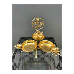 Tomurcuk Çiçekli 3'lü Pirinç Çerezlik Bandejas para servir - Product Image 2