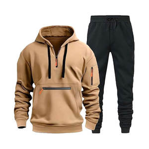 Conjunto de chándal personalizado de 2 piezas | Sudadera con capucha y pantalones Jogger con cremallera | Diseño de bolsillo con cremallera | Ropa de calle OEM ODM al por mayor - Product Image 1
