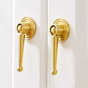 Modern <b>Brass</b> Finish Cabinet Handle Single Hole Surface Mounted Drawer Pull Wardrobe Door <b>Knob</b> Furniture Hardware - Product Image 1