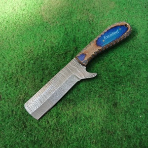 Cuchillo cortador de toro de acero de Damasco hecho a mano personalizado, cuchillo vaquero de hoja fija de caza para acampar con Funda de cuero, cuchillos japoneses - Product Image 2