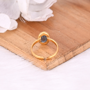 แหวนเงินแท้ kyanite อัญมณี kyanite 925เงินแท้สีเหลืองชุบทองปรับได้ของขวัญดีไซน์เนอร์สำหรับผู้หญิงสำหรับเธอ - Product Image 6