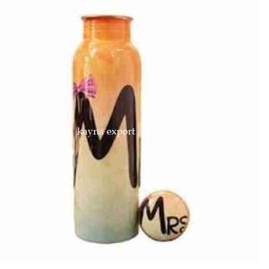 Bouteille en cuivre écologique imprimée papillon bleu tendance avec couvercle Capacité de 401 à 500ml pour gymnase, école, bureau et maison - Product Image 2