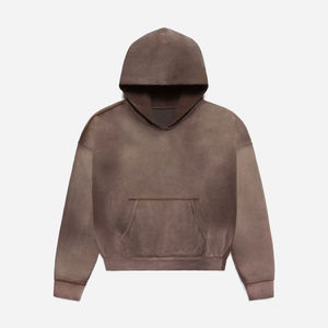 Sudaderas térmicas de talla grande lavadas vintage de peso pesado con logotipo personalizado para hombre 100% algodón lavado con ácido estampado de lana francesa - Product Image 4