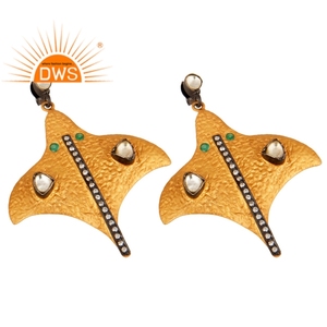 Pendientes colgantes de múltiples piedras preciosas naturales chapados en oro de 18 quilates de plata de ley 925, fabricante de joyería personalizada - Product Image 2