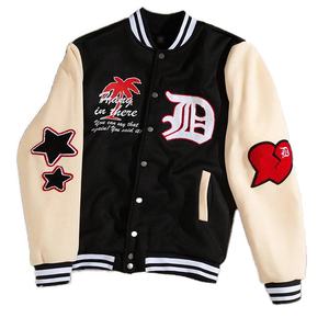 Chaqueta Varsity Personalizada de Alta Calidad para Hombre, Chaqueta Bomber de Cuero con Forro Polar para Invierno, Chaqueta Varsity con Bordado de Letras para Primavera - Product Image 1