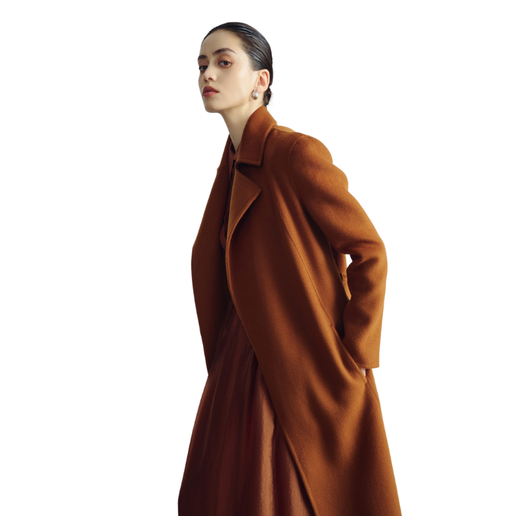 LUKE COATS Cashmere Fabric 20%Cashmere 80%Wool Fashion Long Straight Women's Coats Hand-stitched Winter Clothes for Women