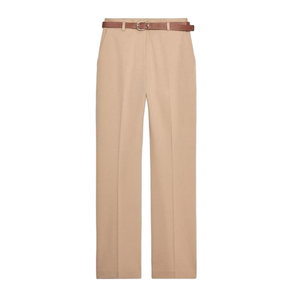 Meilleures ventes Pantalon droit beige en coton pour femme, bas décontracté et chic pour vêtements de sport, disponible à un prix abordable - Product Image 1