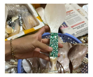 Turbo Shell Handle 26cm Cubiertos Tallado a mano Madre de perla Cuchara de cocina para el hogar Cocina Fiesta Restaurante Uso - Product Image 1