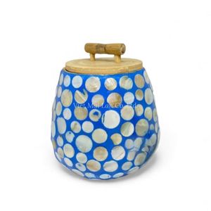 Pot en nacre incrusté de coquillages, fait à la main, style bohème, conteneur de rangement décoratif multifonctionnel pour un usage quotidien pratique - Product Image 4