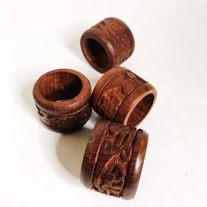 Anneau de serviette en bois de luxe style américain pour fête et mariage Décoration de table Porte-serviette rond - Product Image 1