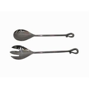 Service à salade en métal poli miroir avec poignée en acier, cuillère et fourchette à salade en métal faites à la main pour la cuisine, prix de gros et en vrac - Product Image 6