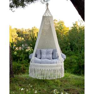 Silla Colgante de Macramé Bohemia Hecha a Mano, Hamaca para Jardín, Mueble Duradero y Elegante para Interiores/Exteriores - Product Image 1