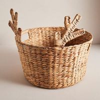 Cesta de Almacenamiento de Cocina Hecha a Mano con Jacinto de Agua, Ecológica, Duradera, Ligera y Multifuncional para Venta al por Mayor