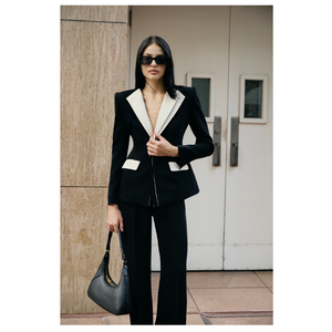 Meilleure vente élégante impression solide femmes tailleur veste bouton unique fermeture broderie décoration faite Vietnam velours Blazers - Product Image 1