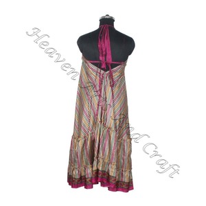 Hippie Boho golpeó verano vestidos de seda para las mujeres ropa Vintage de seda Sari vestido largo - Product Image 2