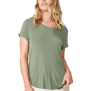 T-Shirt à manches courtes en coton épais et col rond pour femme, ample et à la mode, 220G - Product Image 1