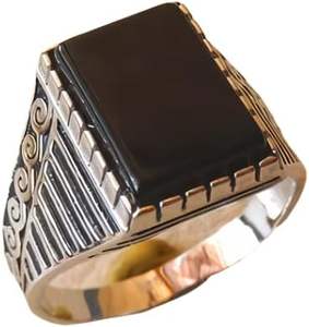 Anillo de Plata de Ley 925 con Piedra Preciosa de Ónice Negro Natural para Hombre, Regalo de Cumpleaños de Diciembre, Día del Padre, Navidad - Product Image 1