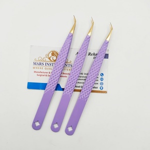 Pinces à extensions de cils Gold Tip 45 degrés en acier inoxydable à pointe pointue, pinces à fibres pour outils d'extensions de cils - Product Image 6