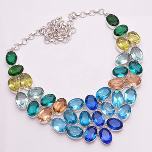 925 <b>Silver</b> <b>Necklace</b>, Natural Multi Color Stone Quartz Gemstone Jewelry, Stock Jewelry - Product Image 6