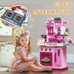 AIYAPLAY-Juguete de cocina infantil de 33 piezas con luces, sonidos y grifo, y ABS PP, 53x22x69 cm, color rosa - Product Image 4