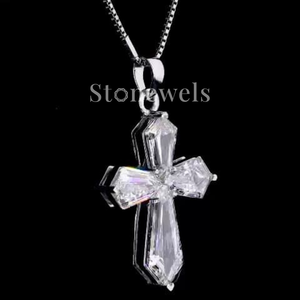 Cruz de oro y plata, colgantes y dijes de joyería fina de corte brillante redondo, Diamante cultivado en laboratorio Unisex, certificado DEF VVS VS IGI/GIA - Product Image 5