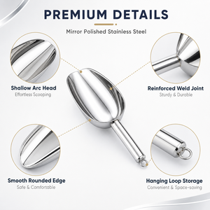 Pala per <span class=keywords><strong>Ghiaccio</strong></span> in Acciaio Inox, Paletta Multiuso per Farina e Caramelle, per Cucina, Bar, Feste, Matrimoni, Lavabile in Lavastoviglie - Product Image 2