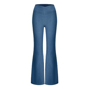 High Quality Women Blue <b>Flare</b> Jeans Stretchable Denim Bootcut Trousers Slim Fit Bell Bottom Pants For Casual Daily Office Wear - Product Image 1