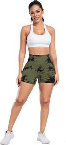 Đen-Tie-Dye Đen/quân đội màu xanh lá cây/cassis của phụ nữ 4 gói Workout phòng tập thể dục quần short cao eo mông nâng scrunch liền mạch chiến lợi phẩm Quần short - Product Image 3