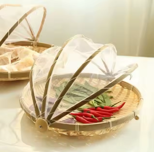 Natural Bamboo Eco-Friendly <b>Round</b> Serving Tray with <b>Cover</b>-Reusable Stylish & Practical for Everyday Kitchen Dining Entertaining - Product Image 1