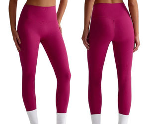 Vêtements de sport pour femmes Logo personnalisé à la mode Leggings de yoga rouges rayures blanches poches Legging survêtement pantalon solide pour femmes - Product Image 5