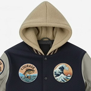 Veste universitaire personnalisée avec patchs en chenille pour homme, style vintage, pour l'extérieur, l'hiver, le streetwear, avec lettres brodées sur le devant, veste de baseball à séchage rapide - Product Image 5