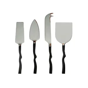 Handmade Cheese Knives Set in Stainless Steel With Black Handle Perfect for Cutter Slicer and Wedding Kitchenware - Product Image 1