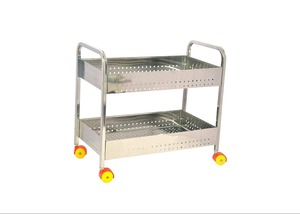 2-Tier Stainless Steel Fruits and Vegetables <b>Trolley</b> Cooking Tool Set for Convenient Storage and Presentation - Product Image 4