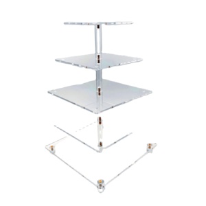 Des couches de gâteaux élégantes de forme carrée présentent plusieurs niveaux pour présenter des gâteaux magnifiquement décorés lors d'événements - Product Image 1