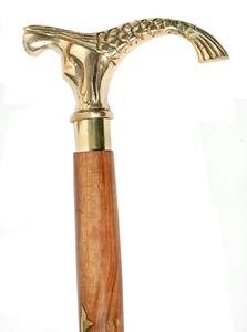 Left-Handed Wooden Folding Cane <b>Walking</b> <b>Sticks</b> Brass Grip Novelty Gifts for New Year Valentine's Day Father's Day Thanksgiving - Product Image 3