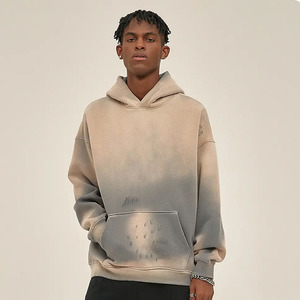 เสื้อฮู้ดดี้ผู้ชายราคาดีที่สุด คุณภาพสูง เสื้อกันหนาว ซันเฟด แอซิดวอช ปักลาย ไหล่ตก ทรงโอเวอร์ไซส์ 100% - Product Image 4