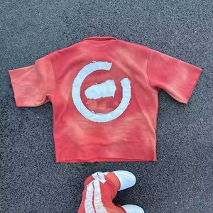 Camisetas vintage con logotipo personalizado, camiseta de gran tamaño de color sólido de peso pesado, Camiseta extragrande de manga corta con cremallera y lavado con ácido - Product Image 4