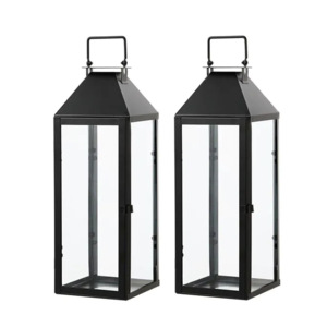 Modern Black Metal and Glass Indoor/Outdoor Wedding <b>Lantern</b> Christmas Decorative <b>Candle</b> and Pillar <b>Holder</b> for Home Garden - Product Image 3