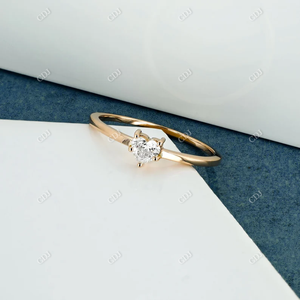 Bague de fiançailles en or massif 14 carats de bonne qualité, 0,24 CTW, diamant naturel en forme de cœur, serti à griffes, solitaire, empilable, pour la Saint-Valentin - Product Image 4