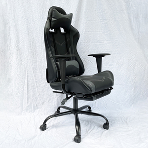 Gaming Chair with Reclining and <b>Footrest</b> Black and Grey Model GC68017 - Product Image 3