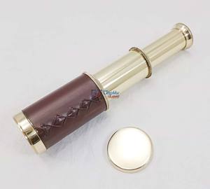 Télescope Pirate polonais en laiton vintage avec poignée en cuir Télescope Spyglass Navigation maritime pour la chasse et l'observation des oiseaux - Product Image 1